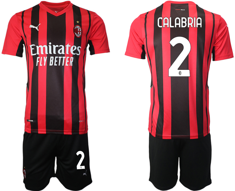 Men 2021-2022 Club AC Milan home red #2 Soccer Jersey